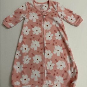 Carter's Pink and White Floral Sleep Sack Long sleeve Fleece